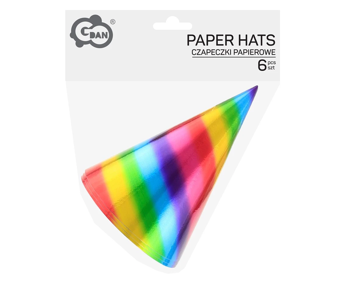 Party hat Rainbow, metallic, 6 pcs
